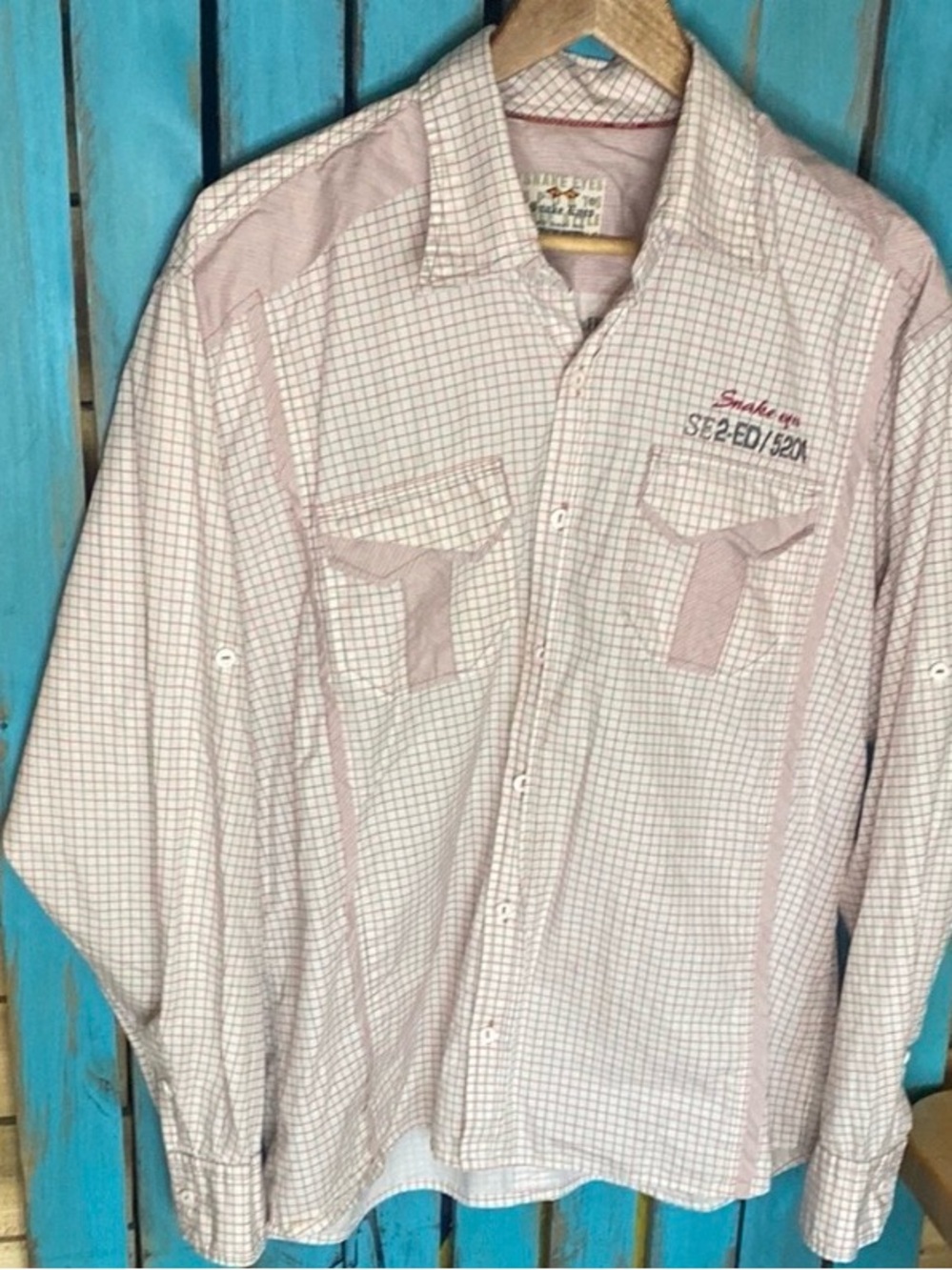 Snake Eyes Pink Checkered button up Shirt size XXL